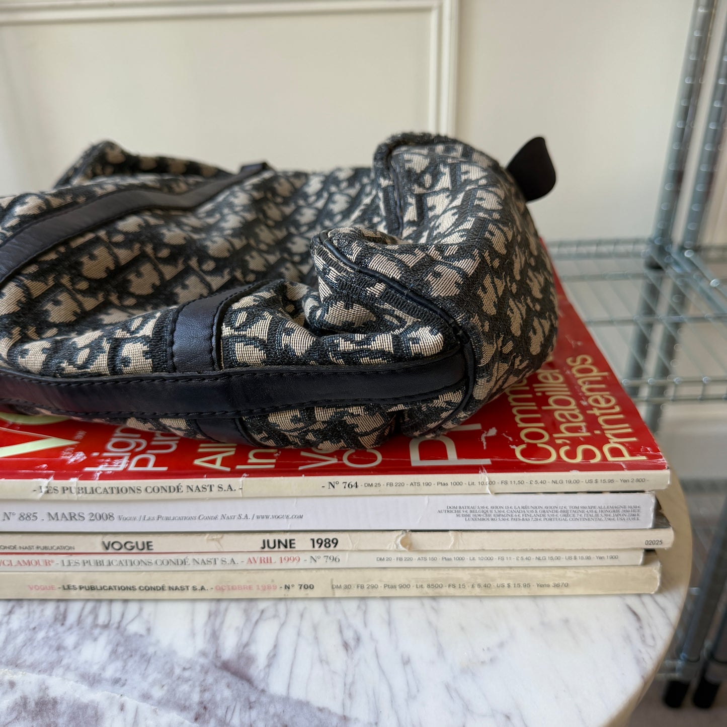 Pre-Owned Navy Oblique Canvas Boston Bag