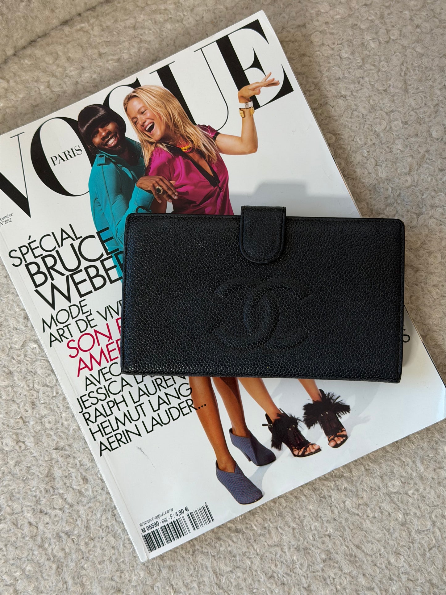 Pre-Owned Black Caviar Leather Wallet