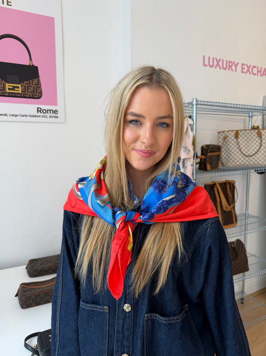 Red/Blue Silk Scarf 90