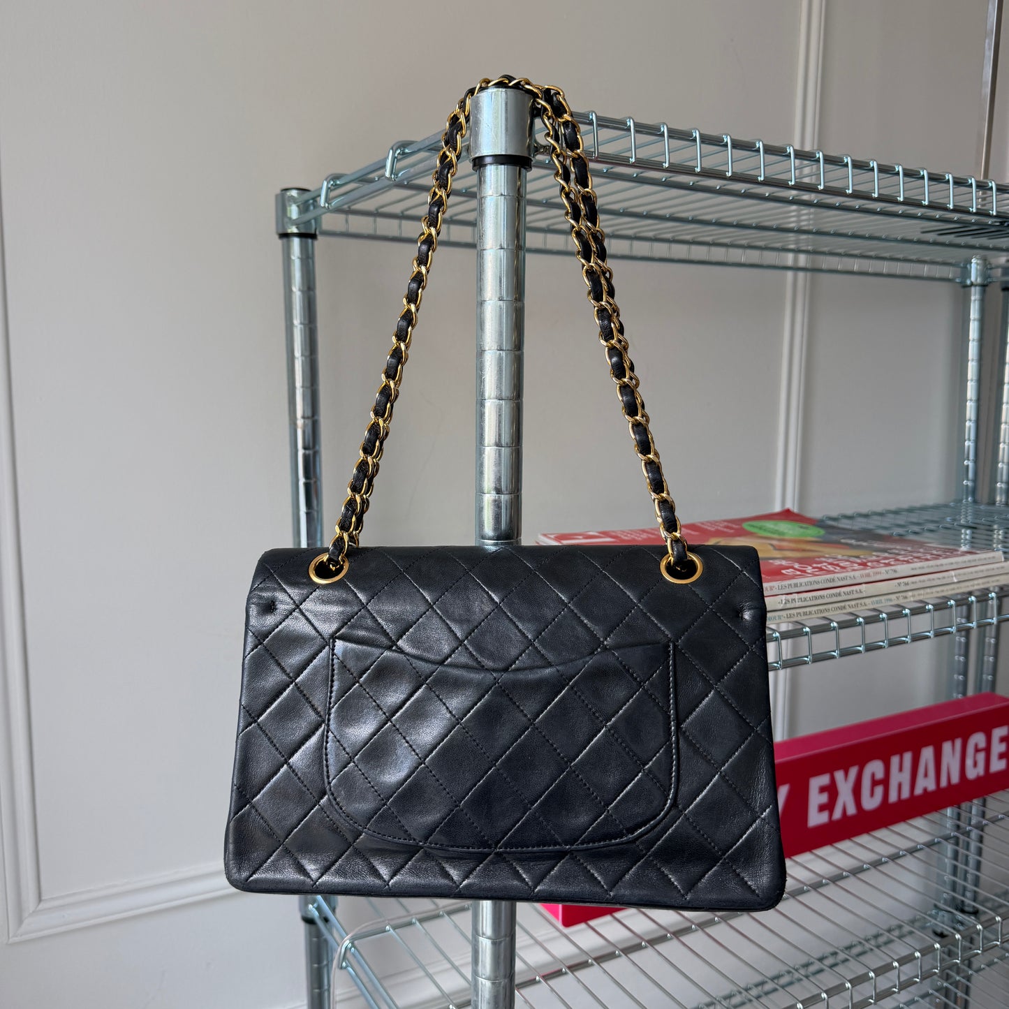 Pre-Owned Black Matelassé Lambskin Medium Classic Flap
