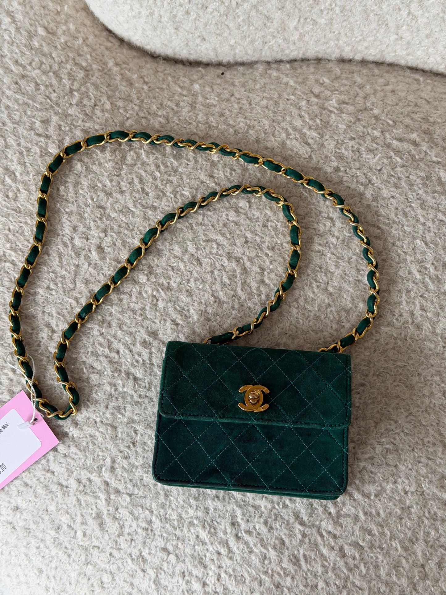 Pre-Owned Green Suede Mini Crossbody Single Flap Handbag