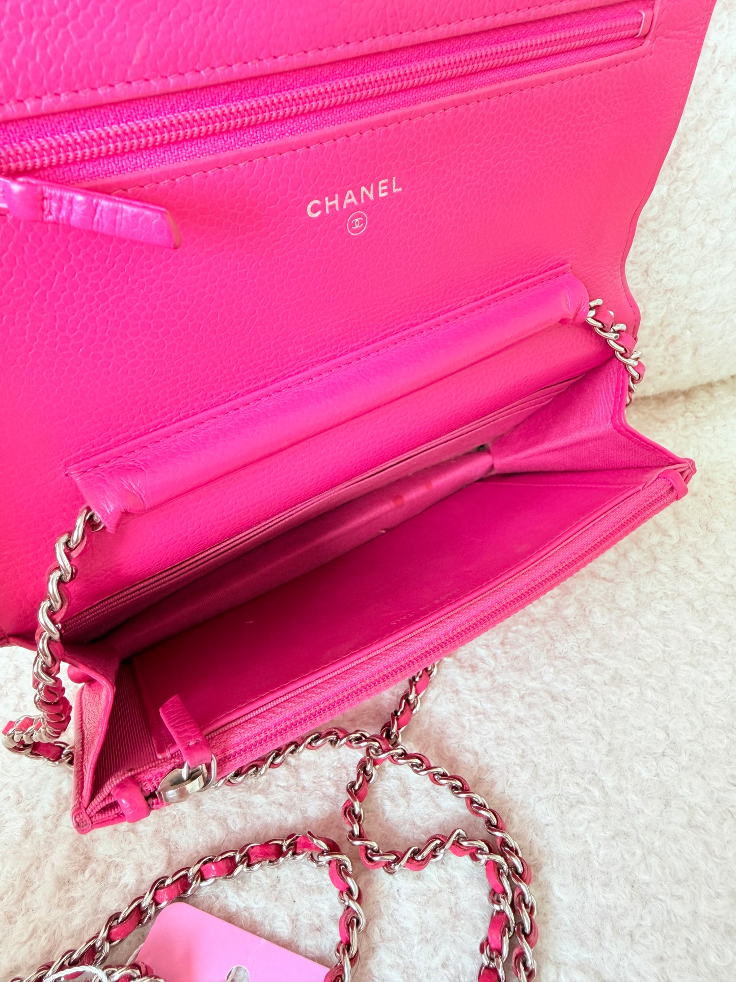 2016 Pink Caviar Wallet on Chain Silver & Pink Hardware