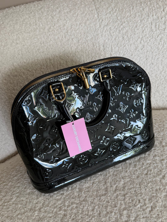 Pre-Owned Black Monogram Vernis Leather Alma PM