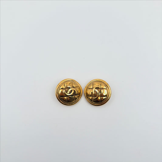 Pre-Owned Round CC Gold-Plated Earrings