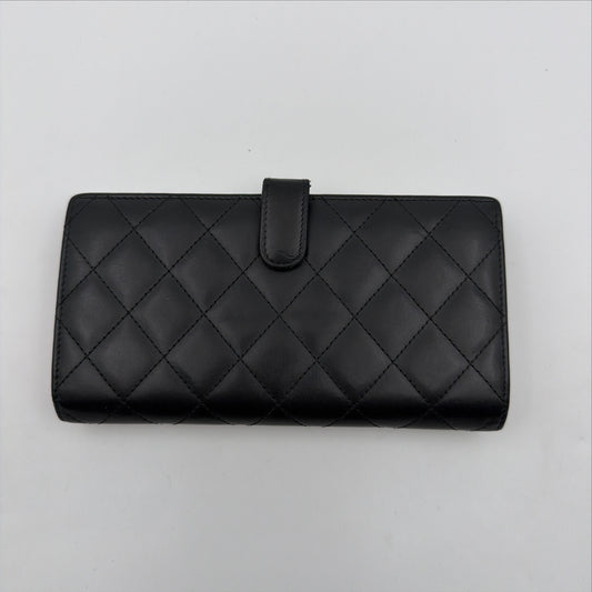 Pre-Owned Black Cambon Lambskin Leather Wallet