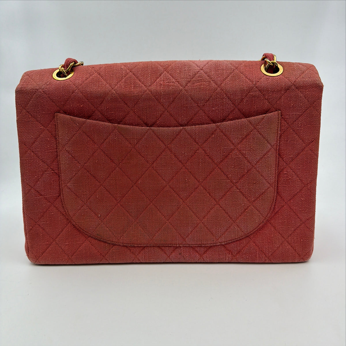 Pre-Owned Pink Matelassé Denim Maxi Single Flap