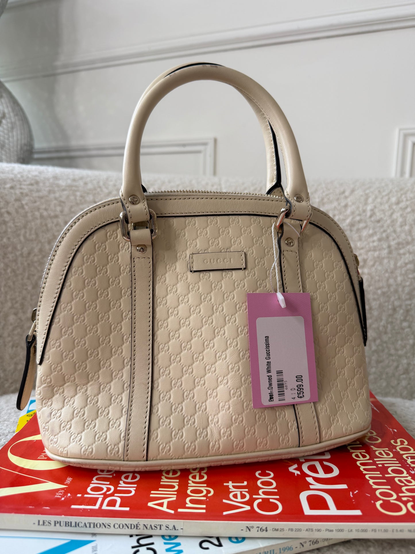 Pre-Owned White Guccissima Leather Promenade