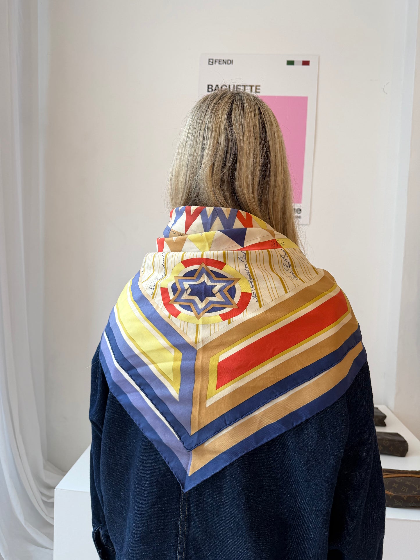 Navy/Gold Silk Scarf