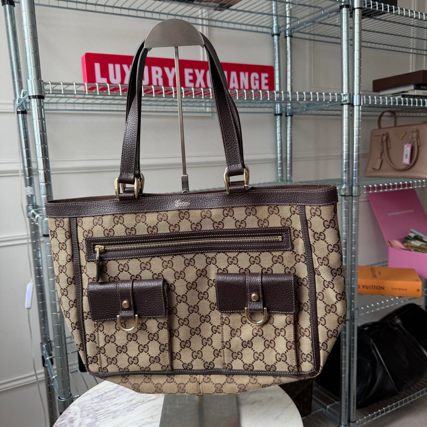 Pre-Owned Brown/GG Canvas Abbey Shopper Tote
