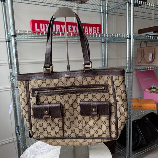 Pre-Owned Brown/GG Canvas Abbey Shopper Tote