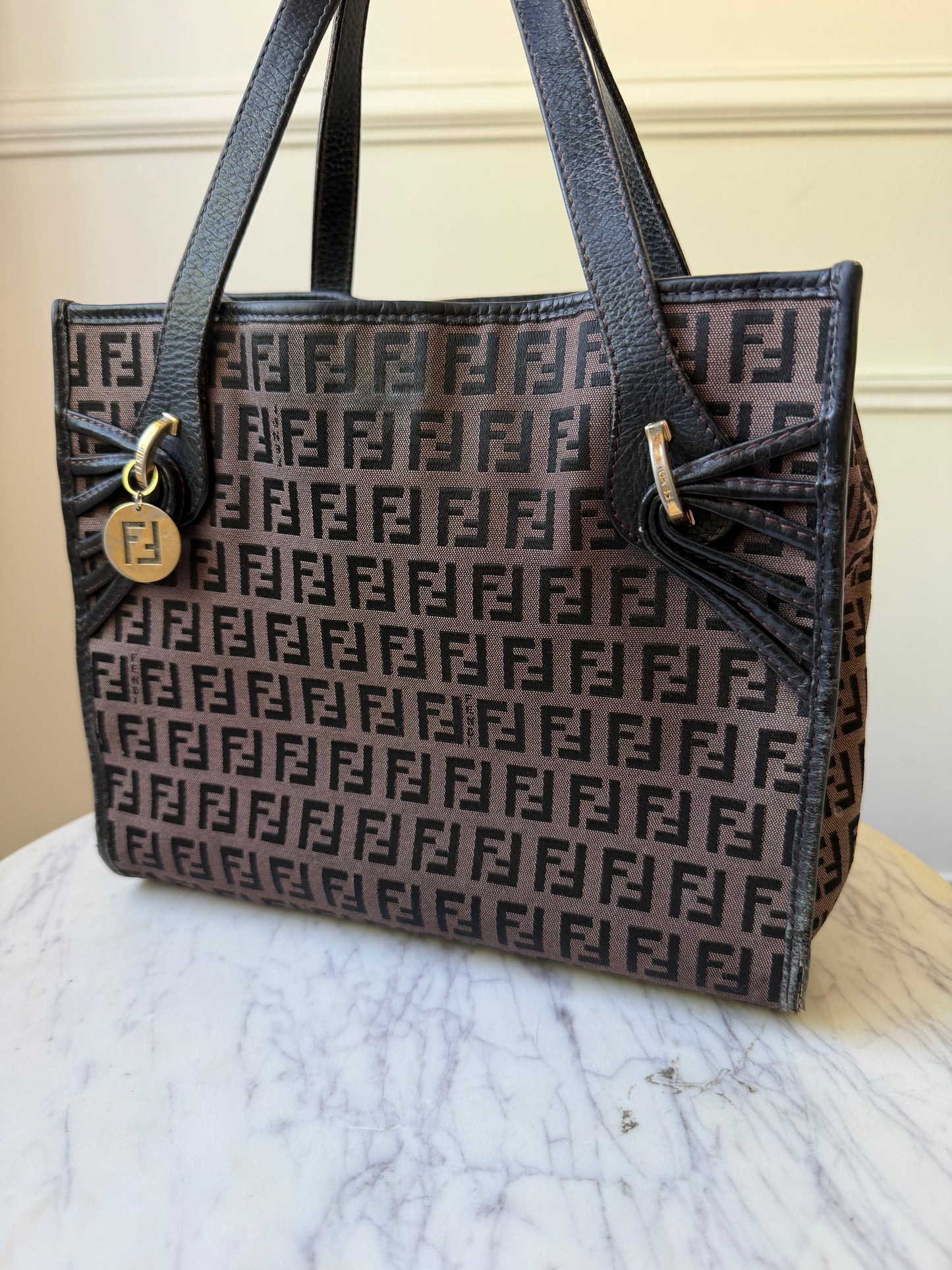 Brown/Black Zucchino Canvas Tote Bag