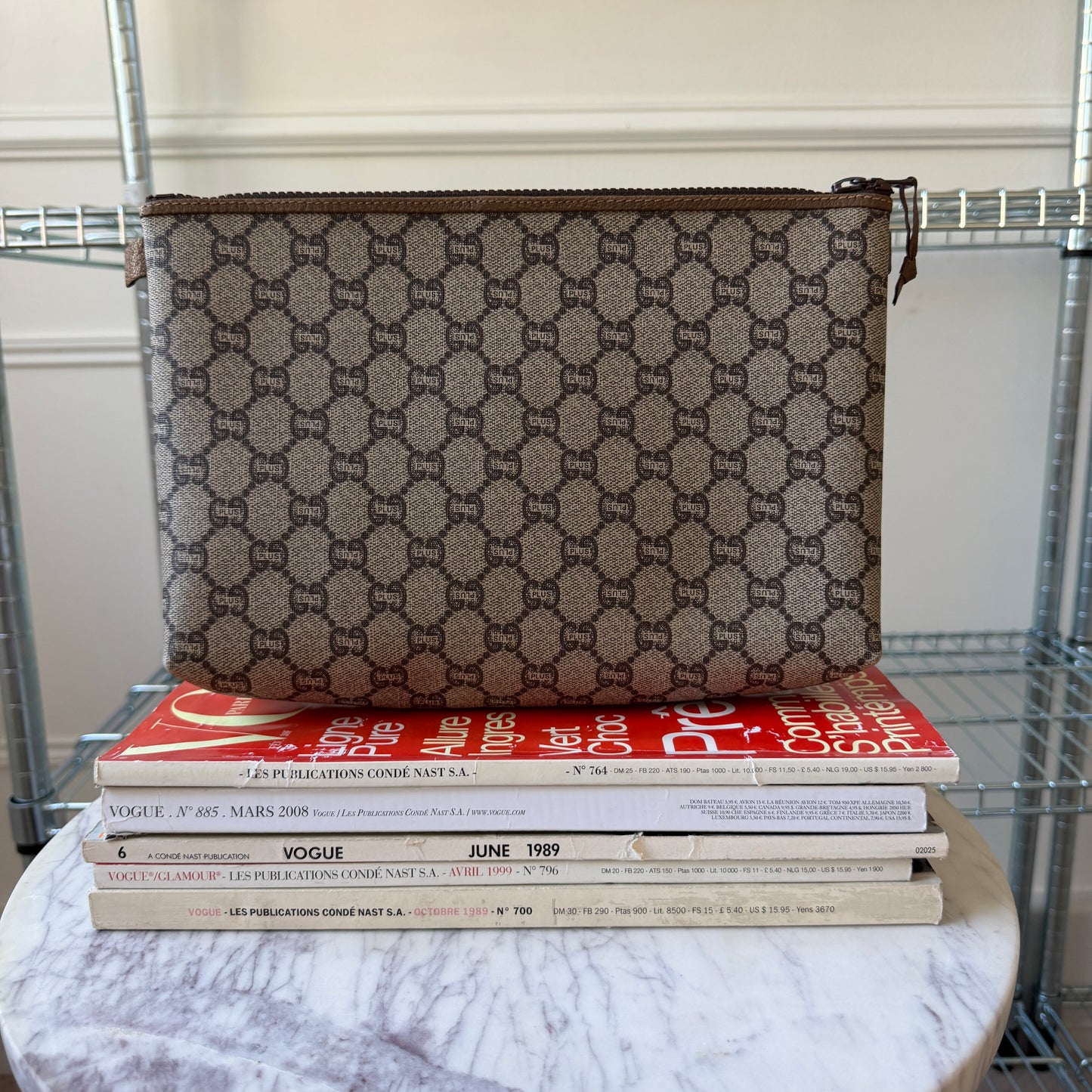 Pre-Owned GG Supreme Plus Coated Canvas Clutch Bag