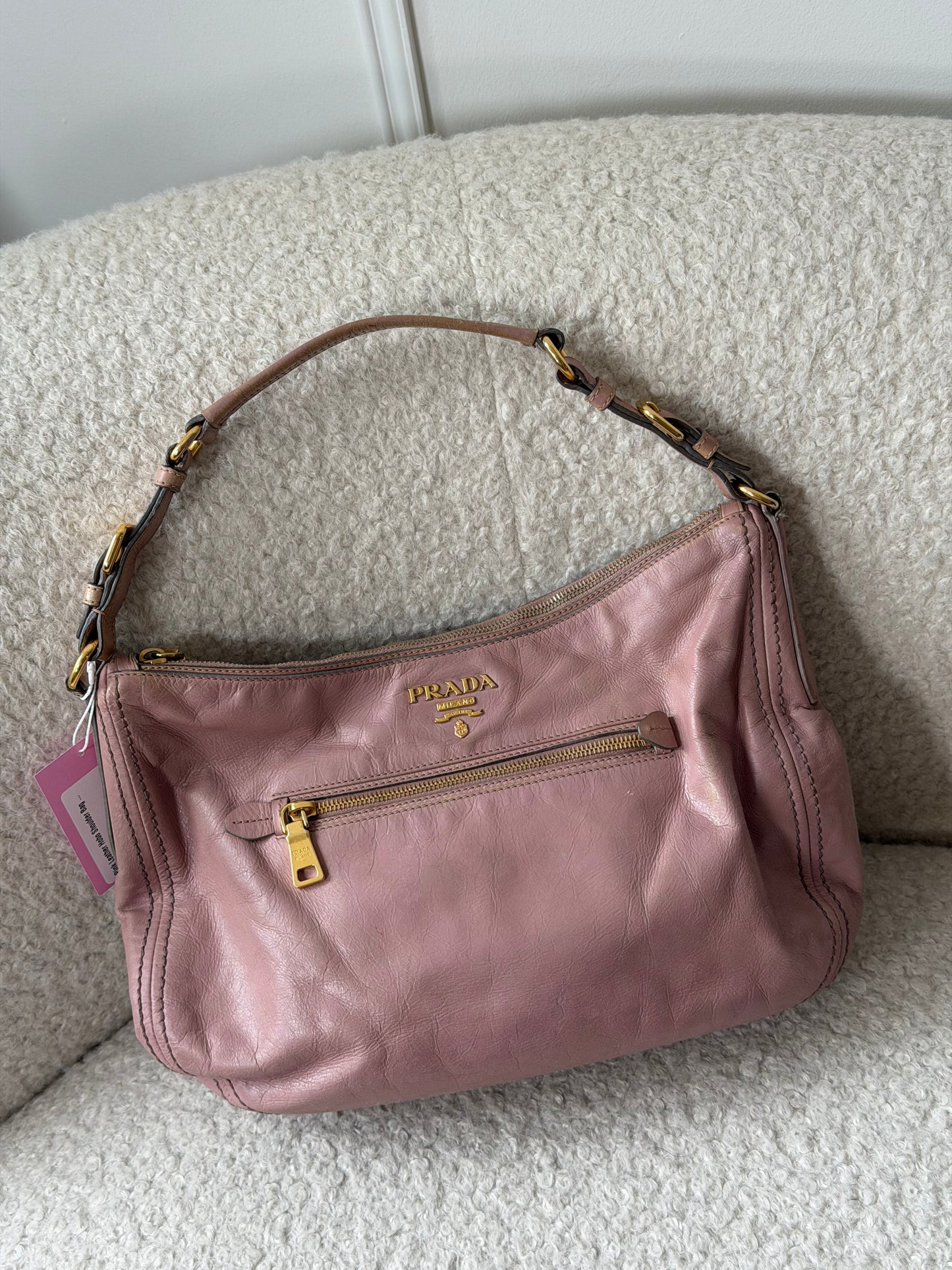 Pink Leather Hobo Shoulder Bag - Pre-Owned