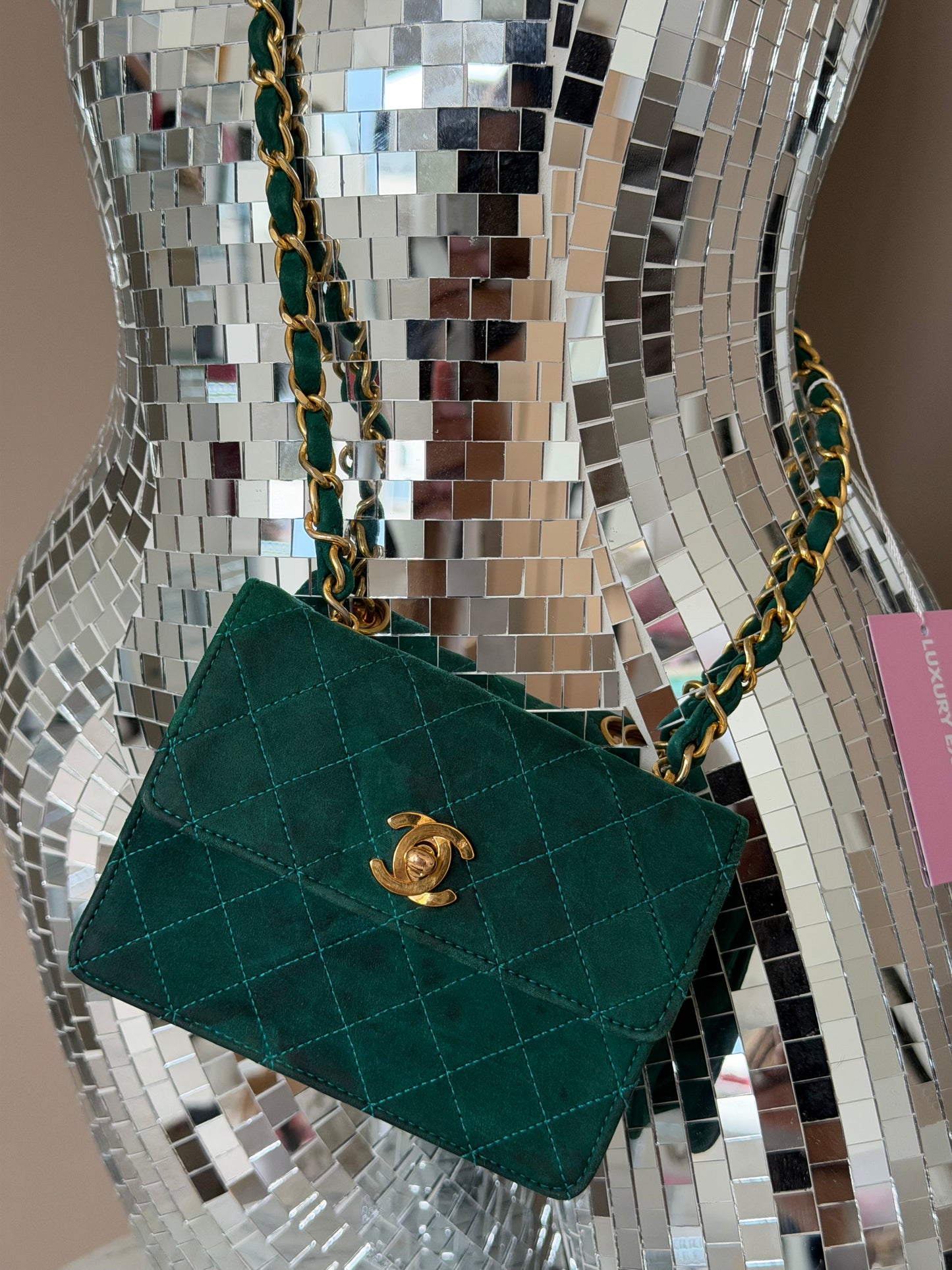 Pre-Owned Green Suede Mini Crossbody Single Flap Handbag