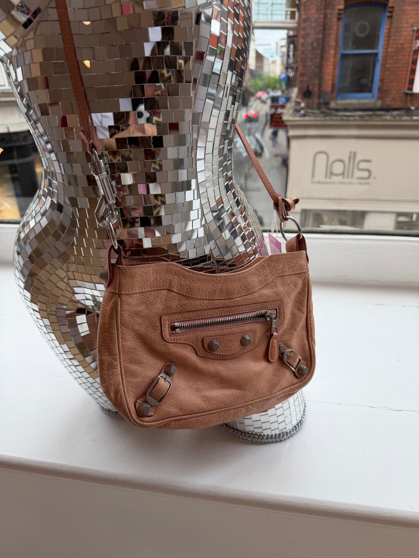Pink Leather Crossbody Bag
