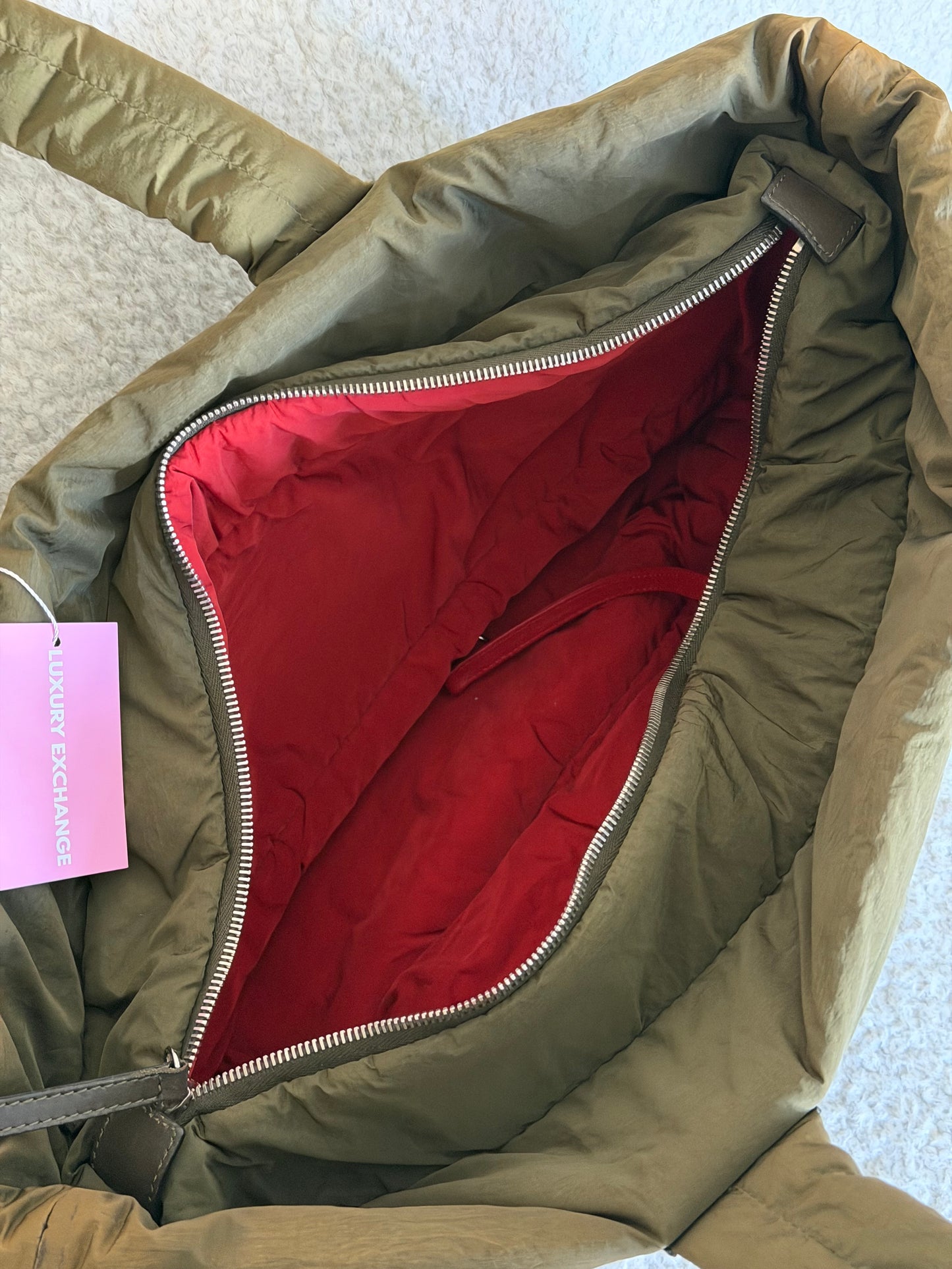Pre-Owned Khaki Nylon Shopper Tote