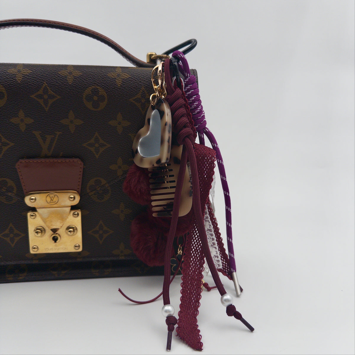 Burgundy Mirror Bag Charm