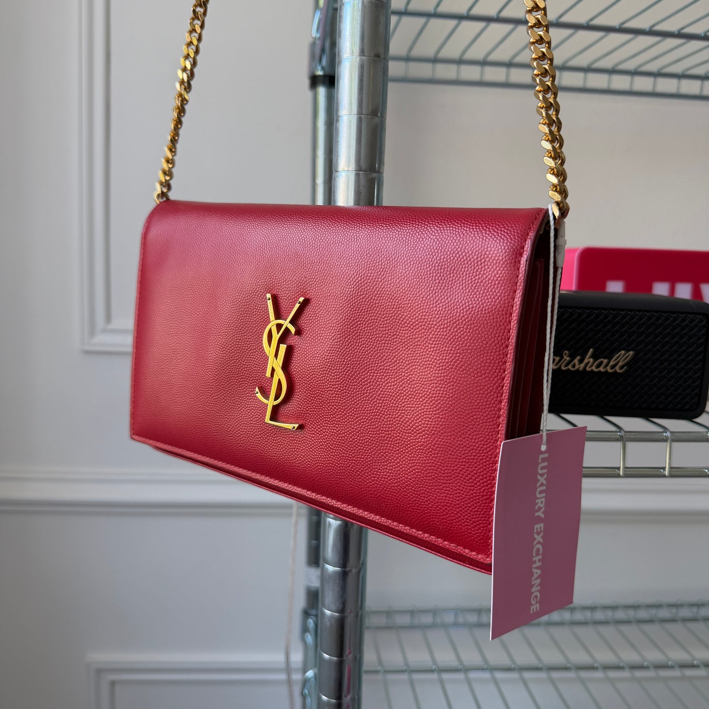 Pre-Owned Red Caviar Leather Full Flap Crossbody Bag