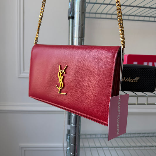 Pre-Owned Red Caviar Leather Full Flap Crossbody Bag