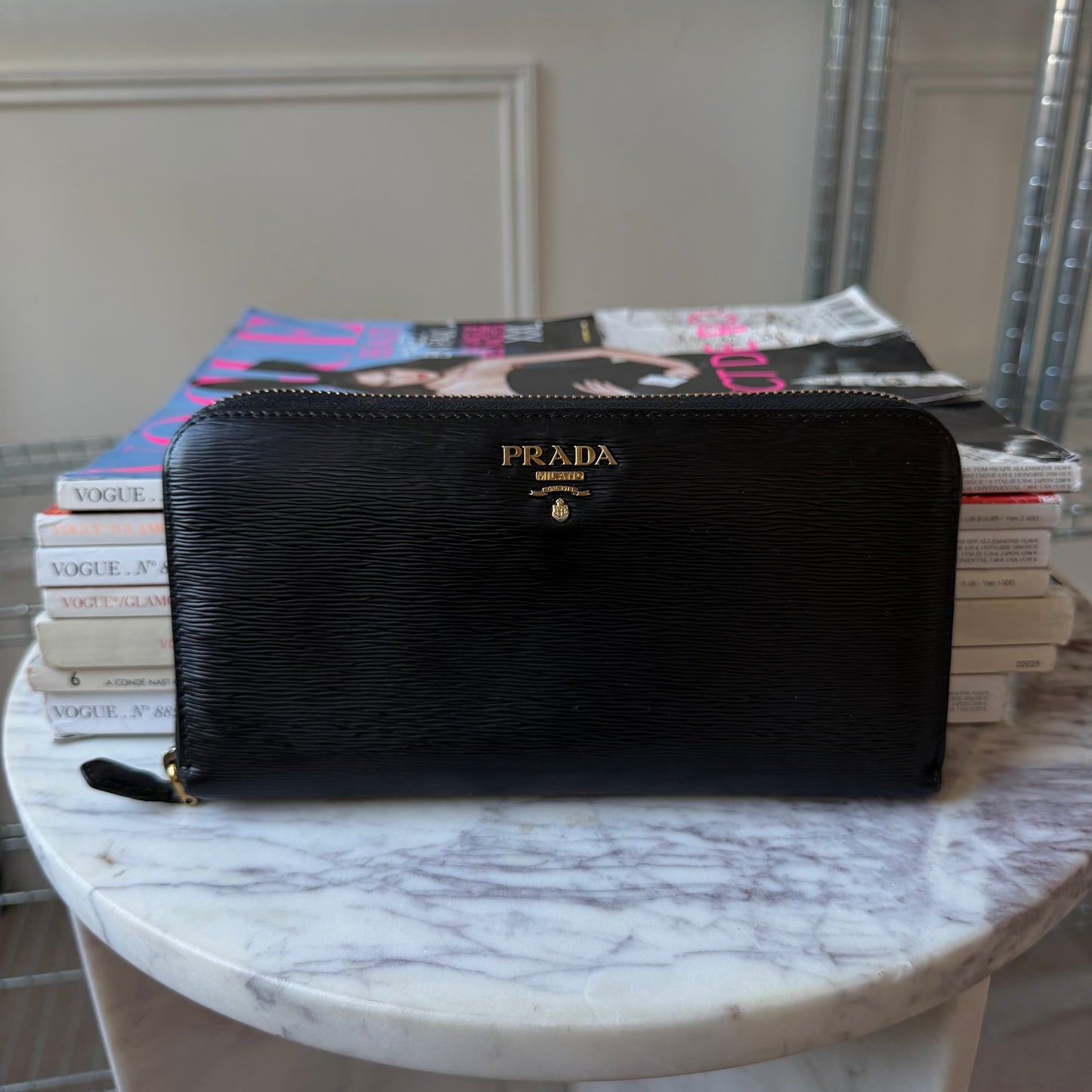 Pre-Owned Black Epileather Zip Wallet