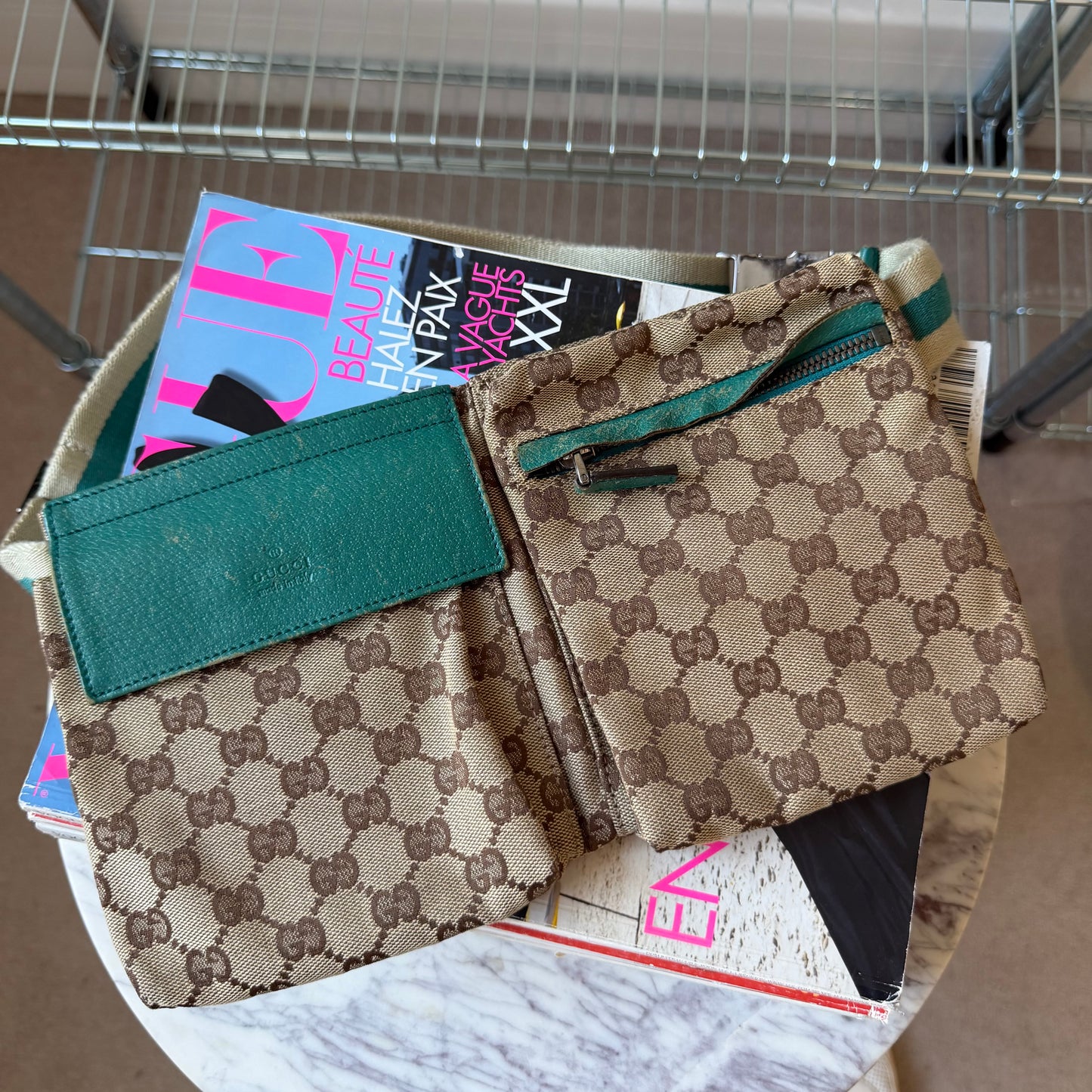 Pre-Owned Teal GG Canvas/Leather Bum Bag