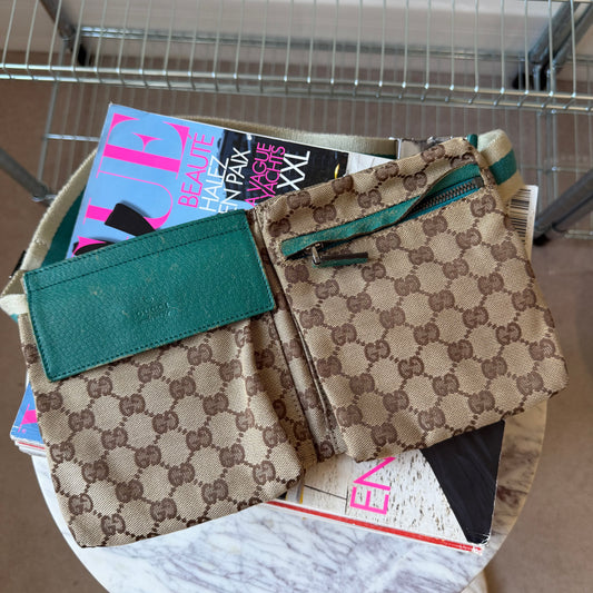 Pre-Owned Teal GG Canvas/Leather Bum Bag