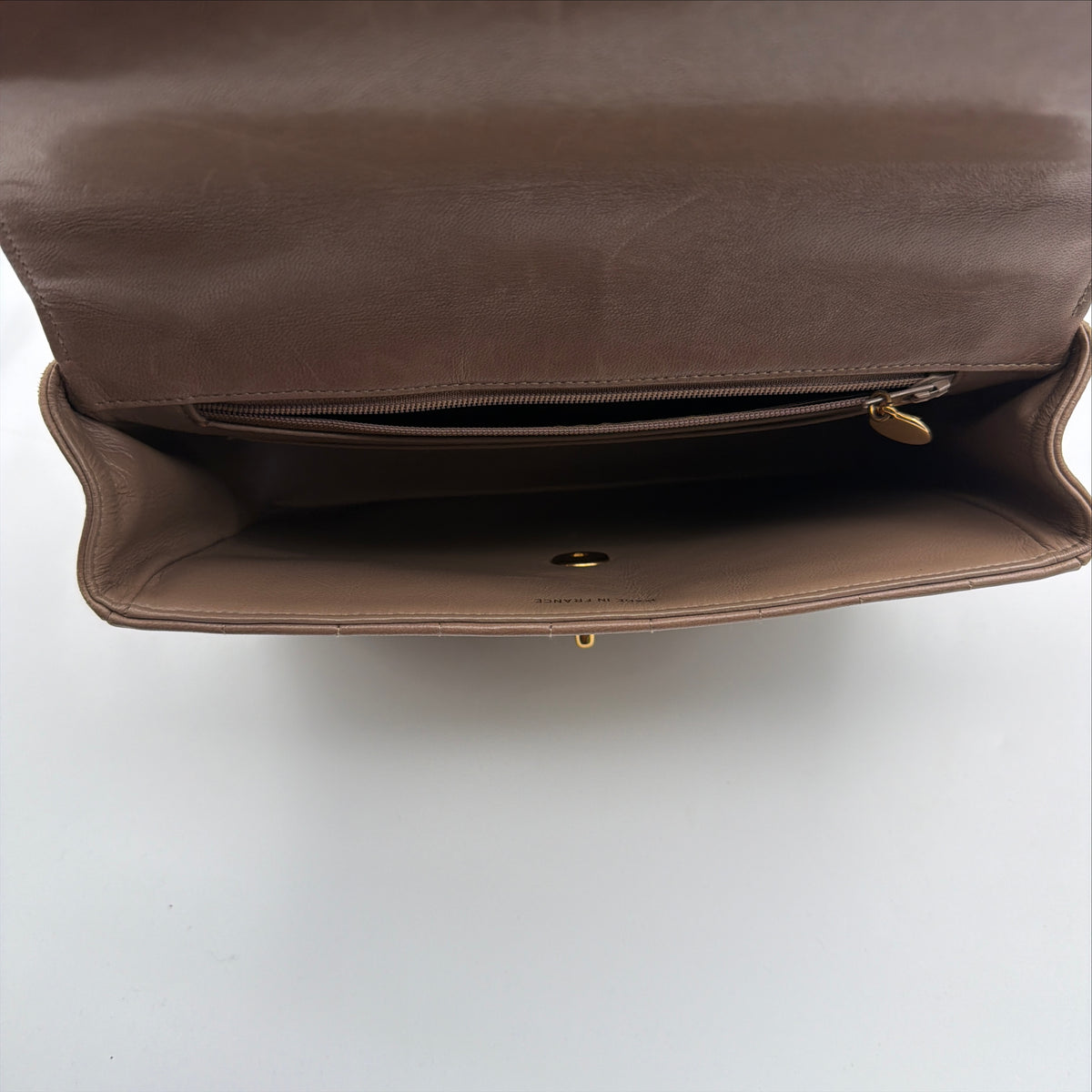Pre-Owned Brown Piano Lambskin Single Flap Shoulder Bag