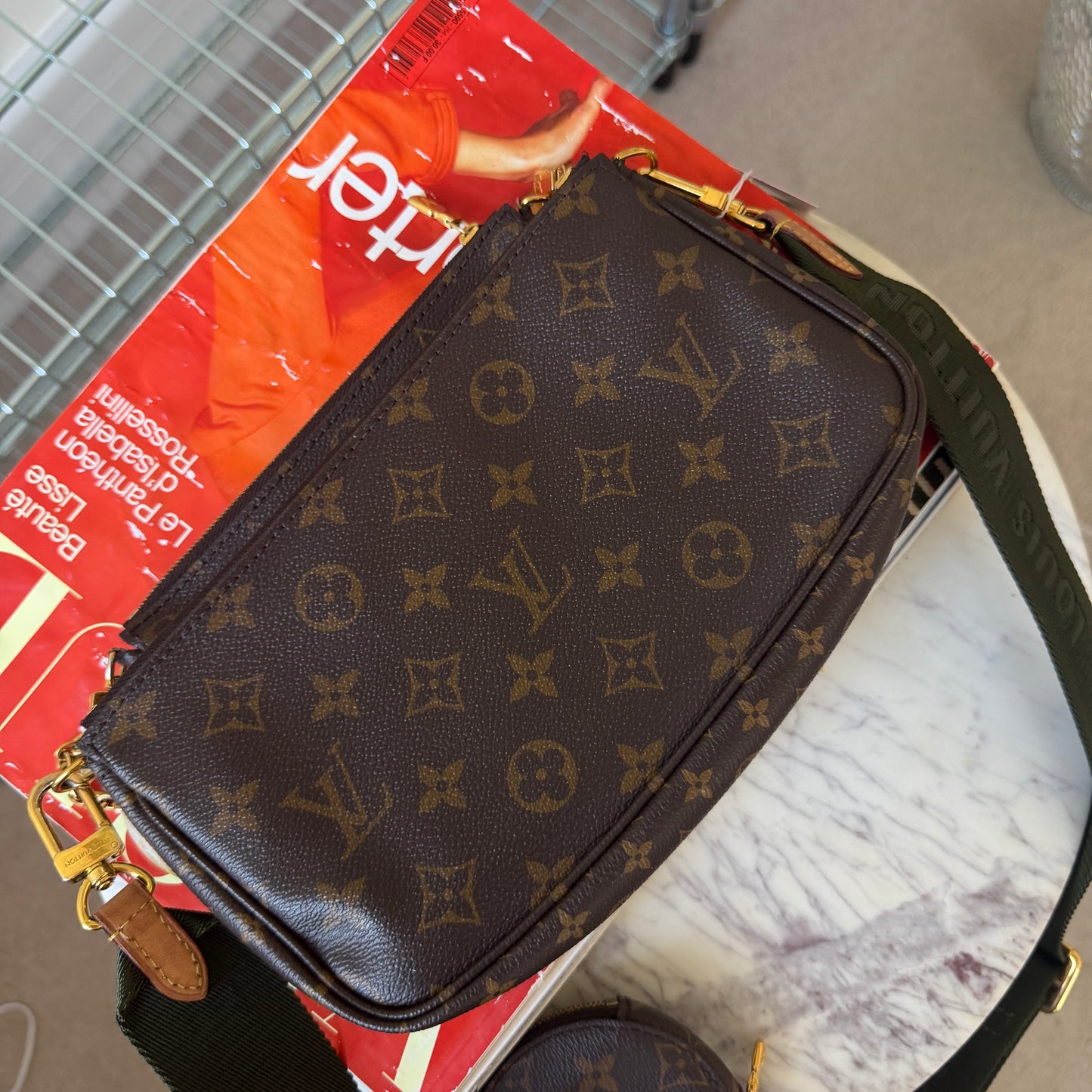 Pre-Owned Green LV Monogram Canvas Multi-Pochette Crossbody Bag