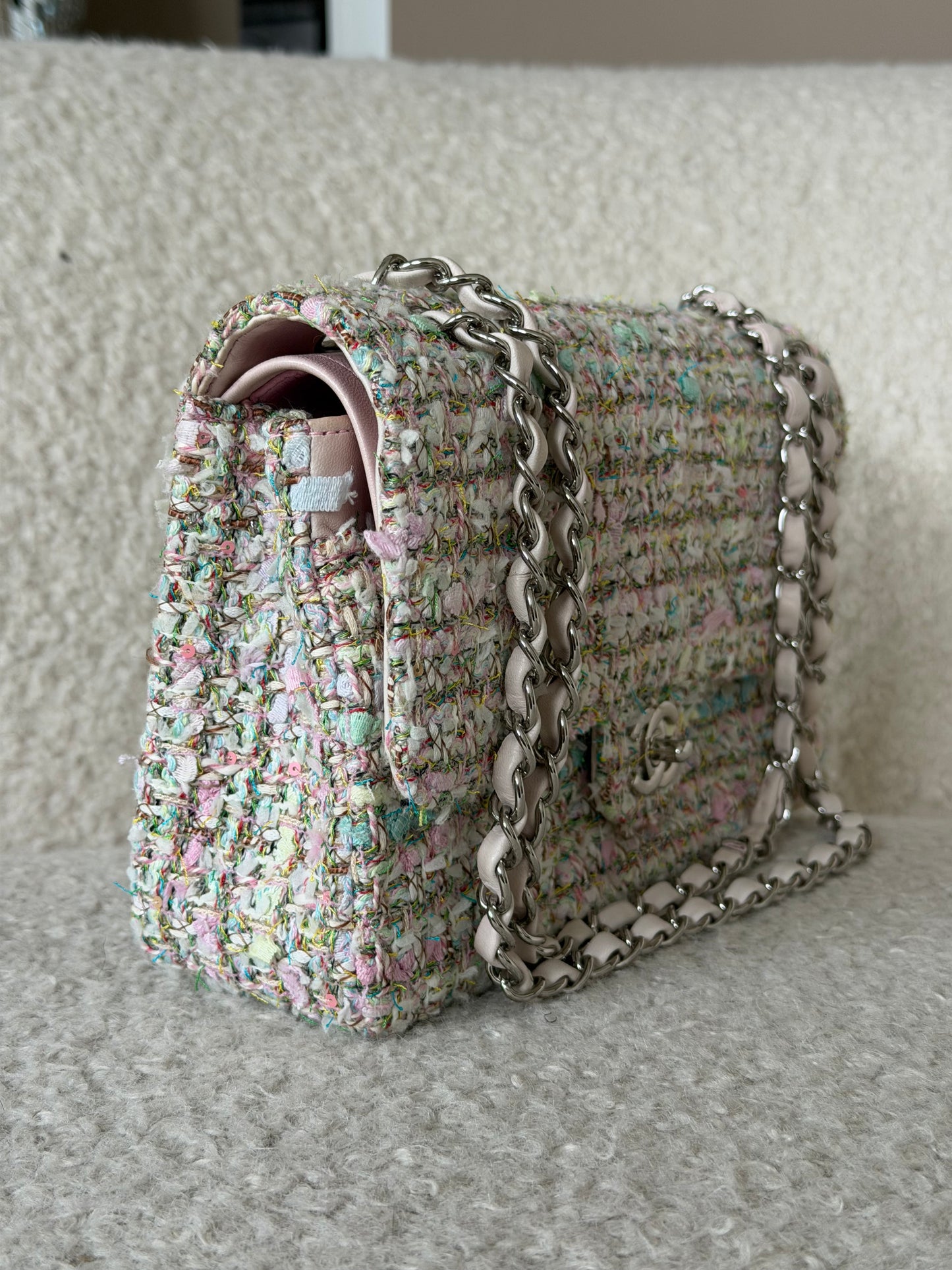 Pre-Owned Multicolour Fabric Medium Classic Double Flap Shoulder Bag