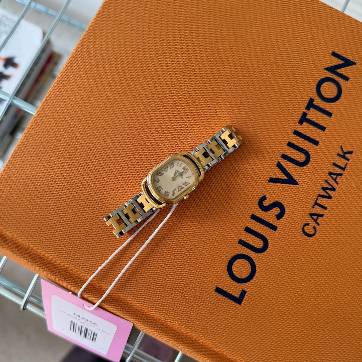 Pre-Owned White Two-Tone Metal Watch