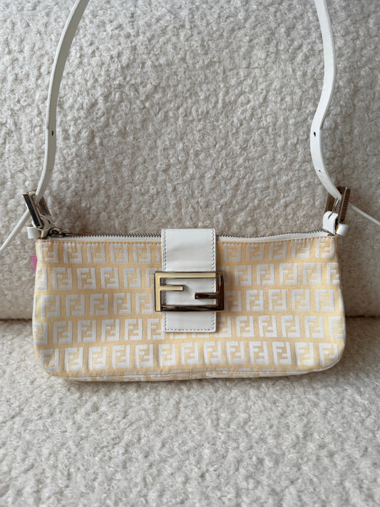 Vintage Zucchino Canvas Leather Mama Baguette Beige