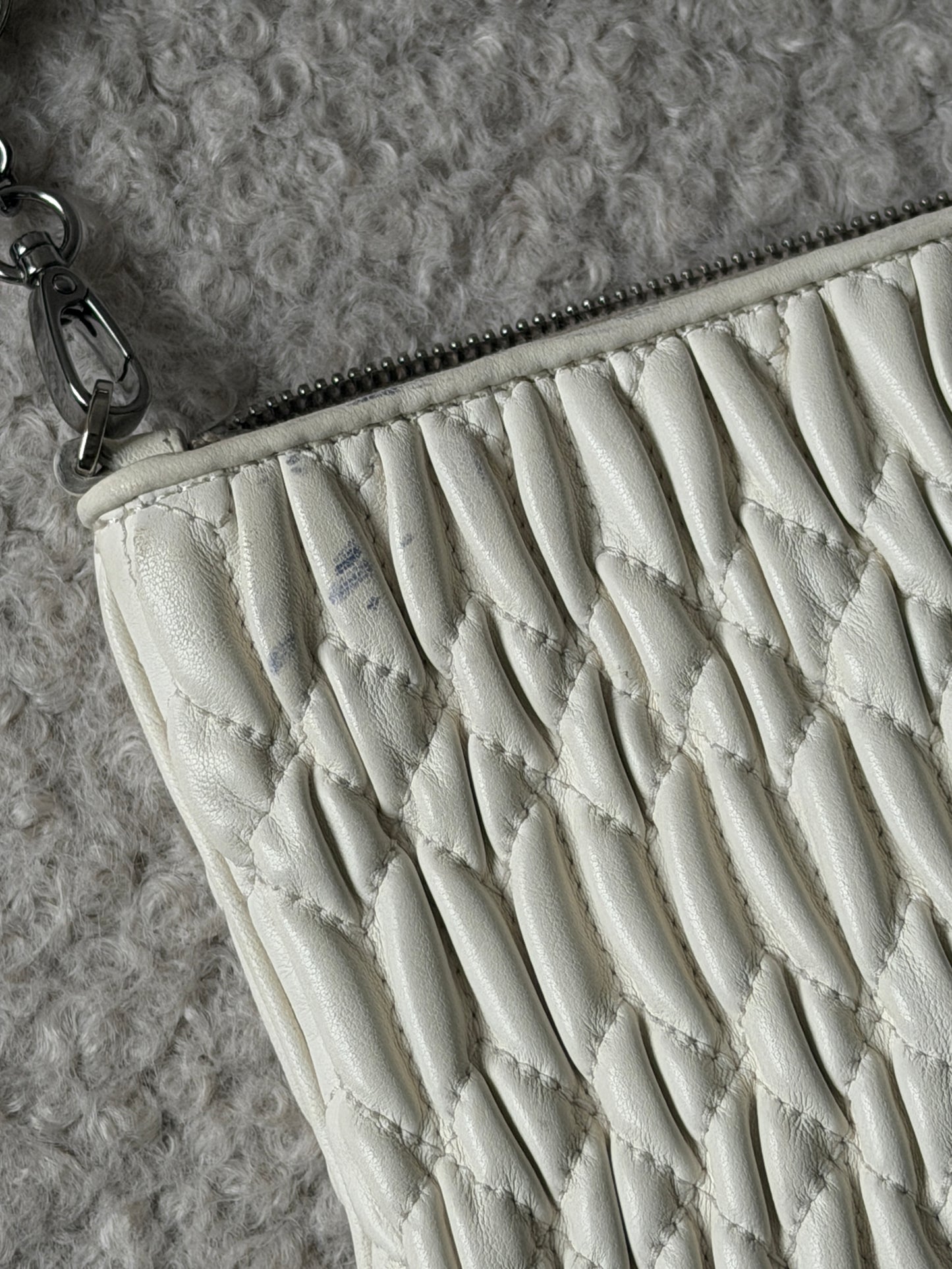 White Nappa Leather Crossbody Gemstone Strap
