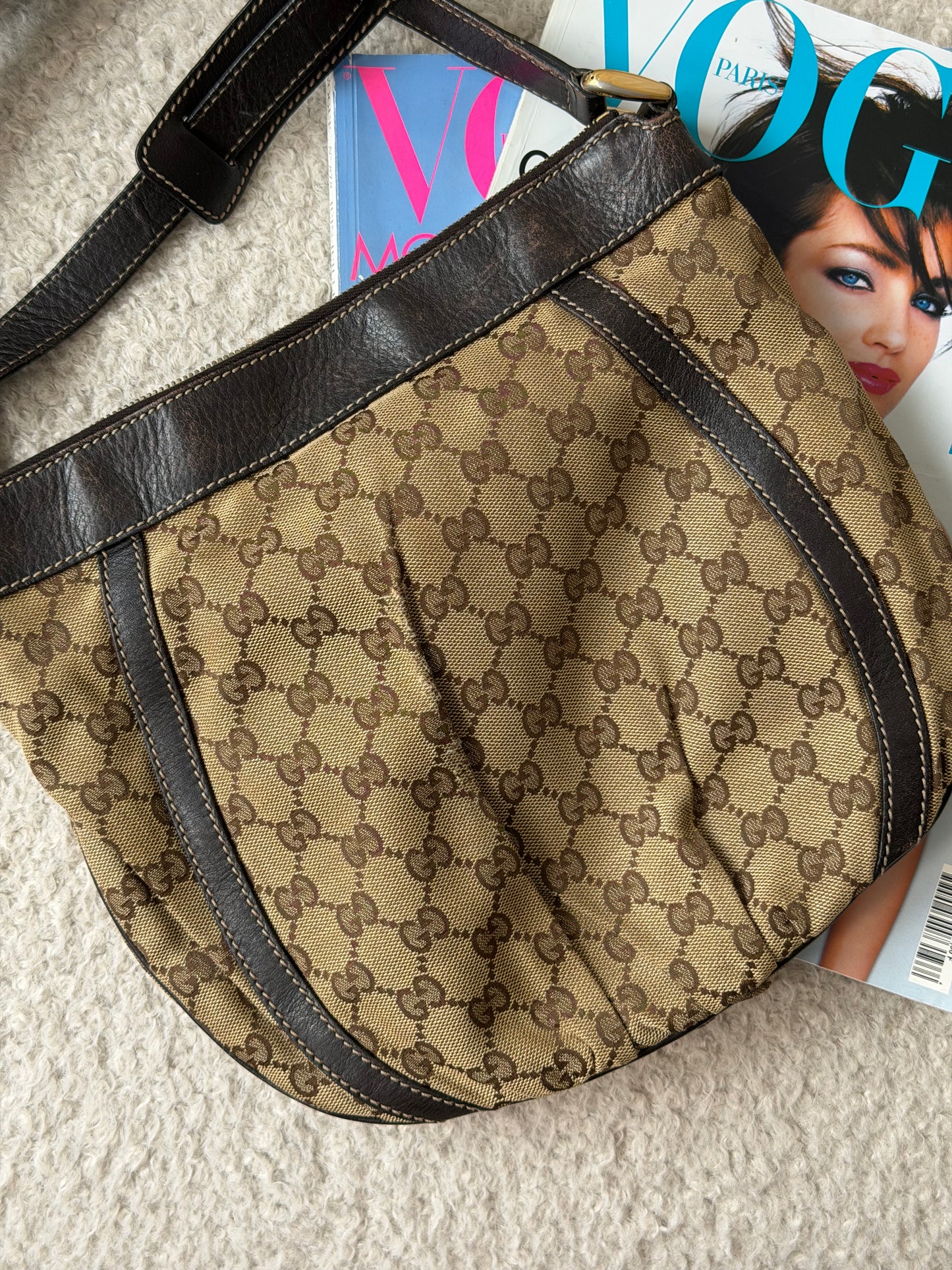 Pre-Owned Beige GG Canvas Beige Crossbody Handbag
