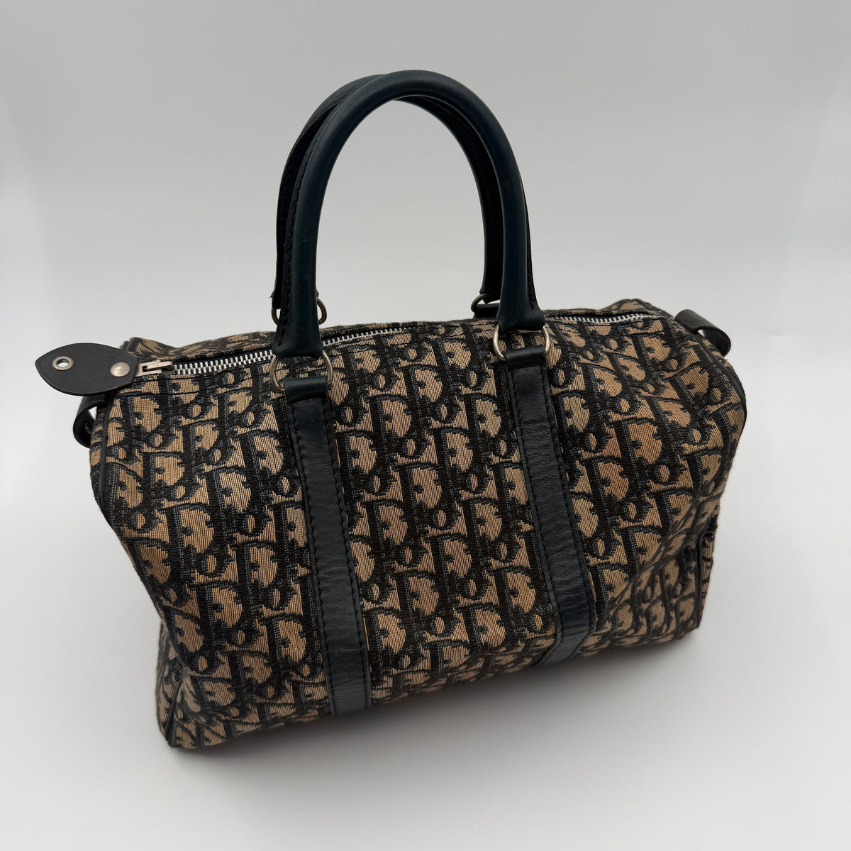Pre-Owned Navy Trotter Canvas Boston Bag