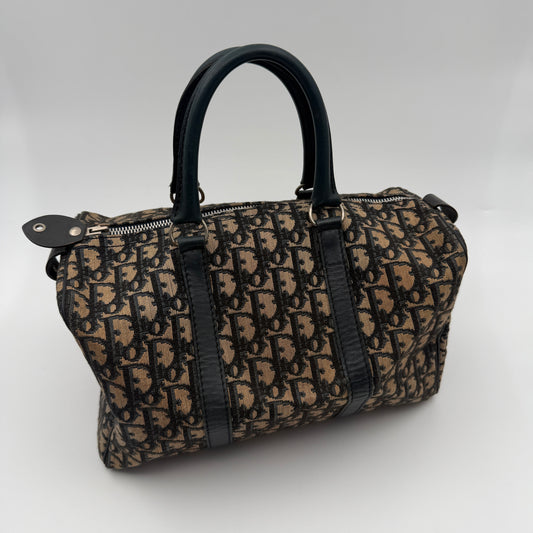 Pre-Owned Navy Trotter Canvas Boston Bag