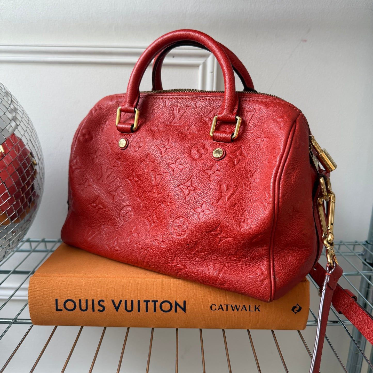 Pre-Owned Red Empreinte Leather Speedy 25 Bandouliere