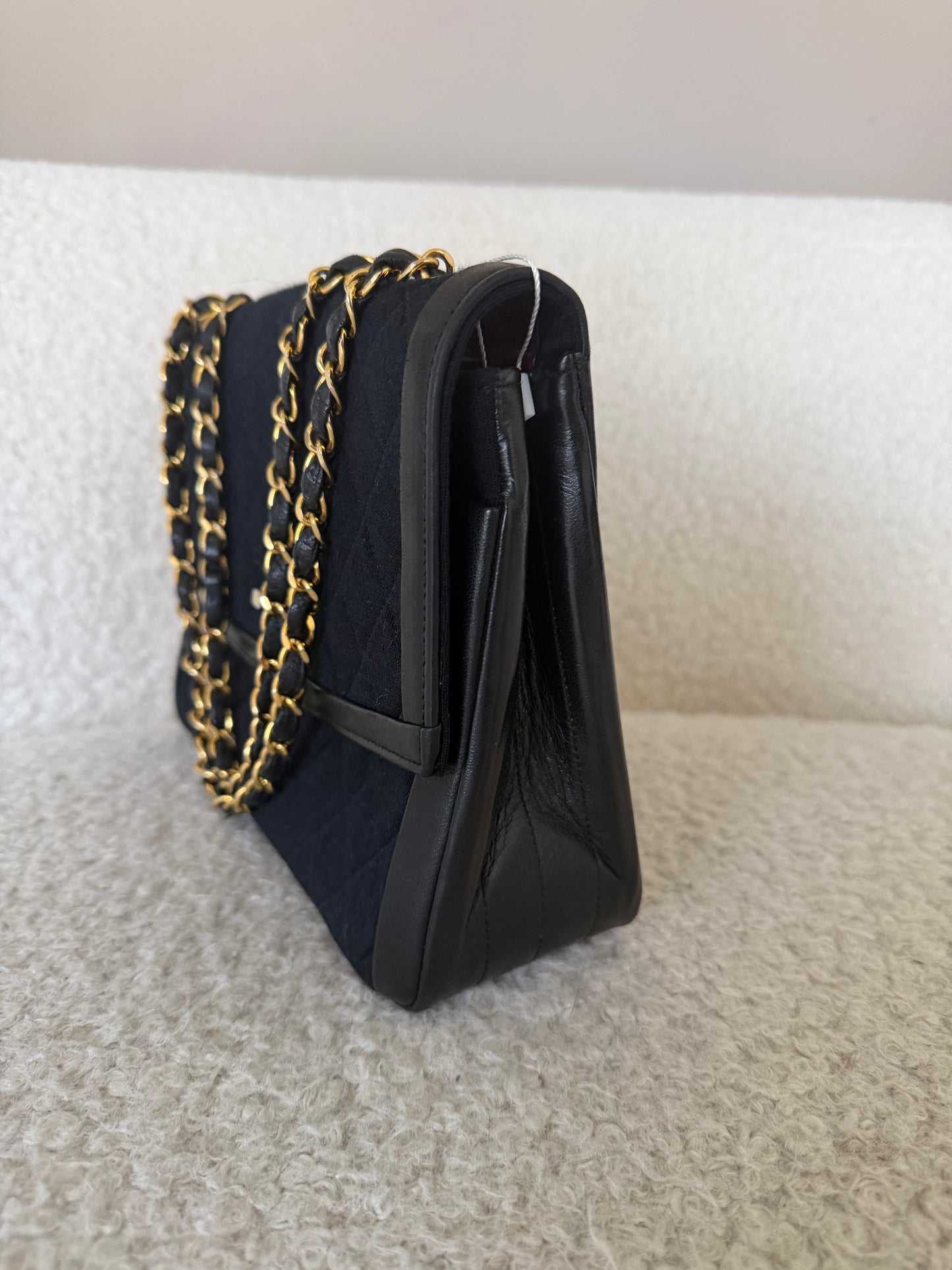 Pre-Owned Lambskin Leather/Cotton Handbag