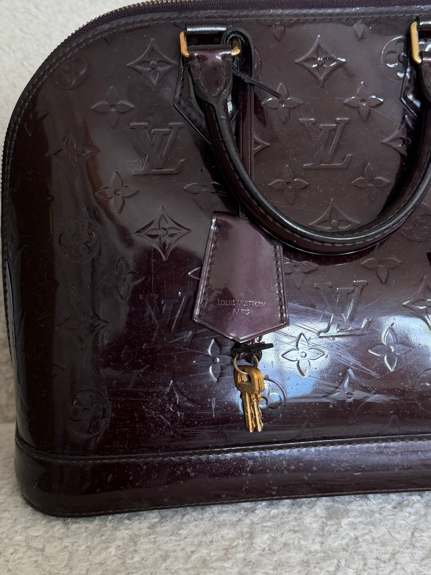 Pre-Owned Bordeaux Monogram Vernis Leather Alma PM