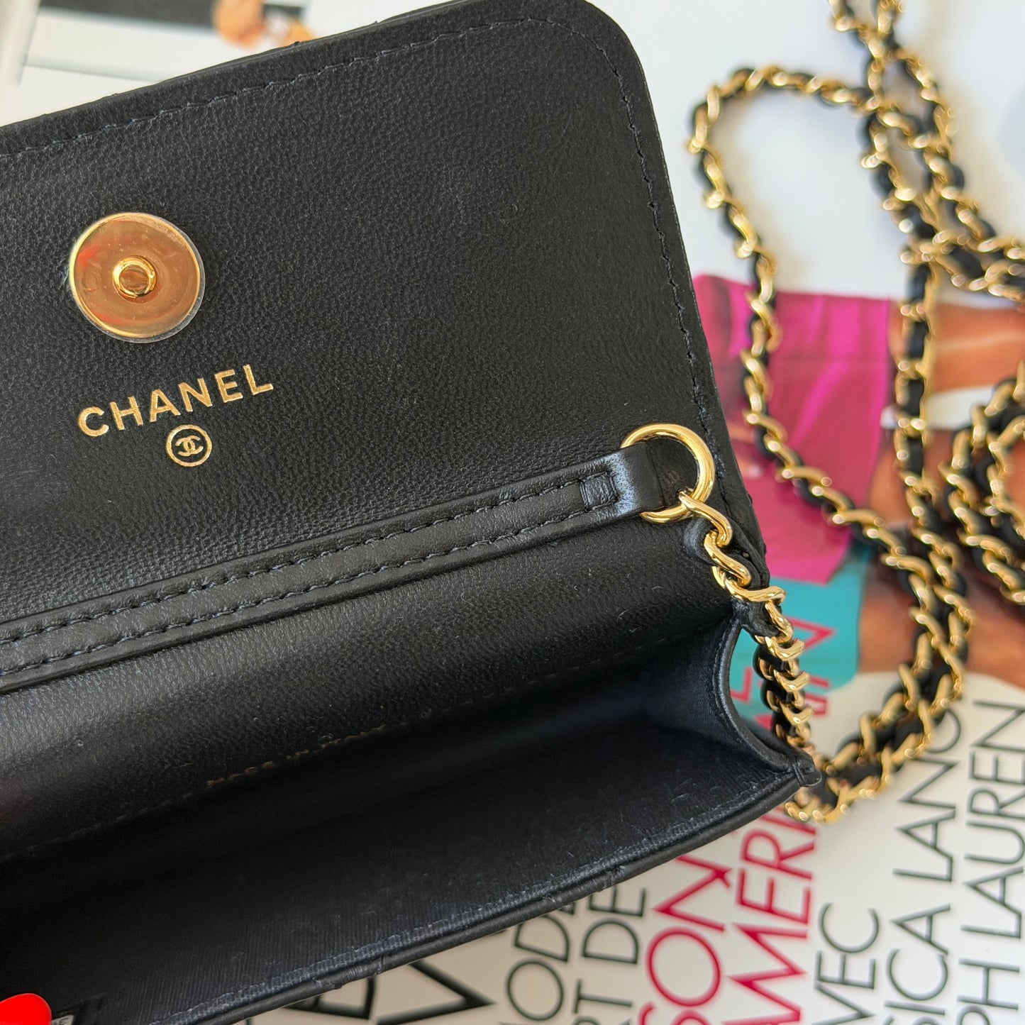 Pre-Owned Black Matelassé Lambskin Mini Crossbody Bag