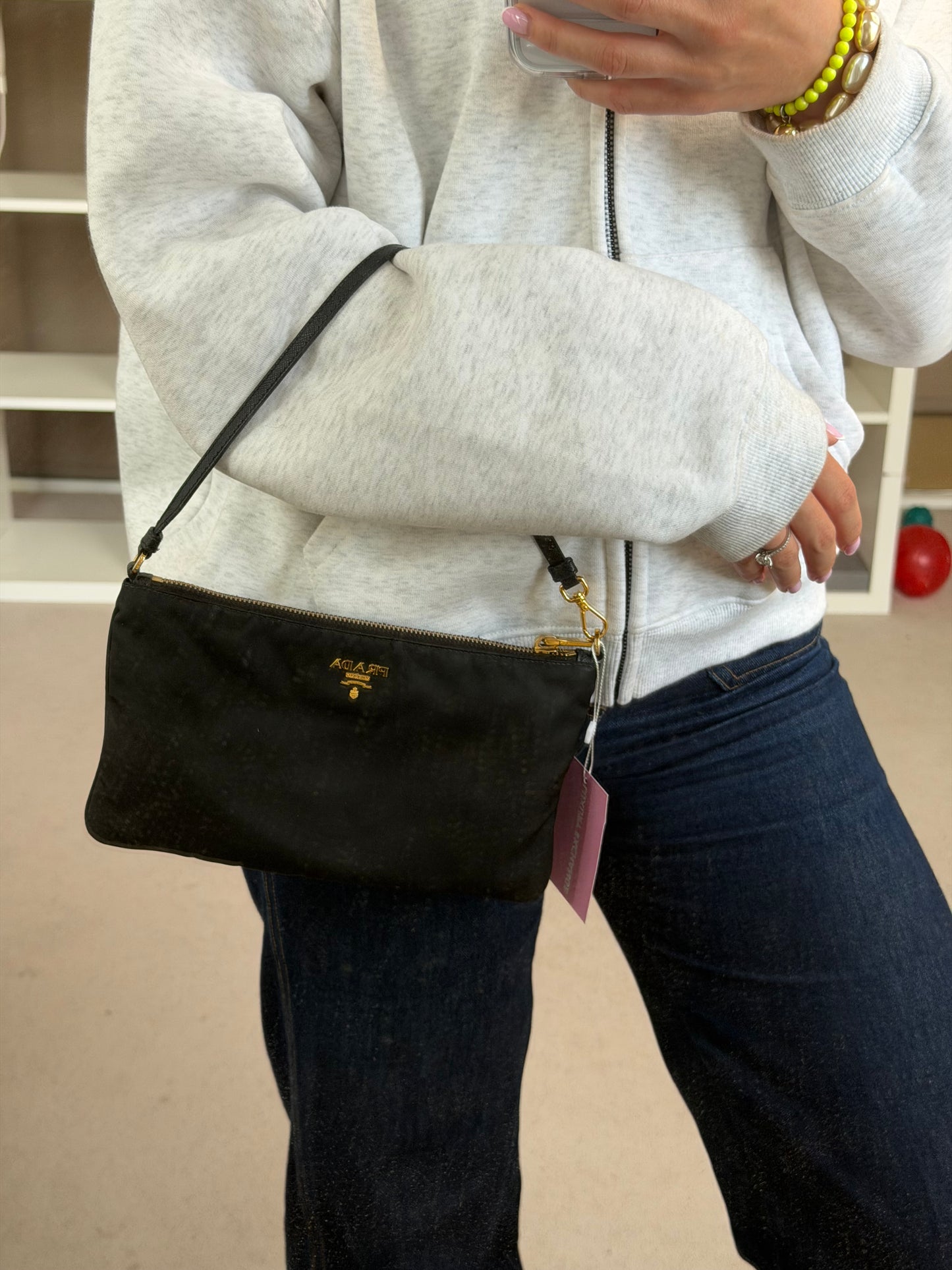 Pre-Owned Black Nylon Handbag