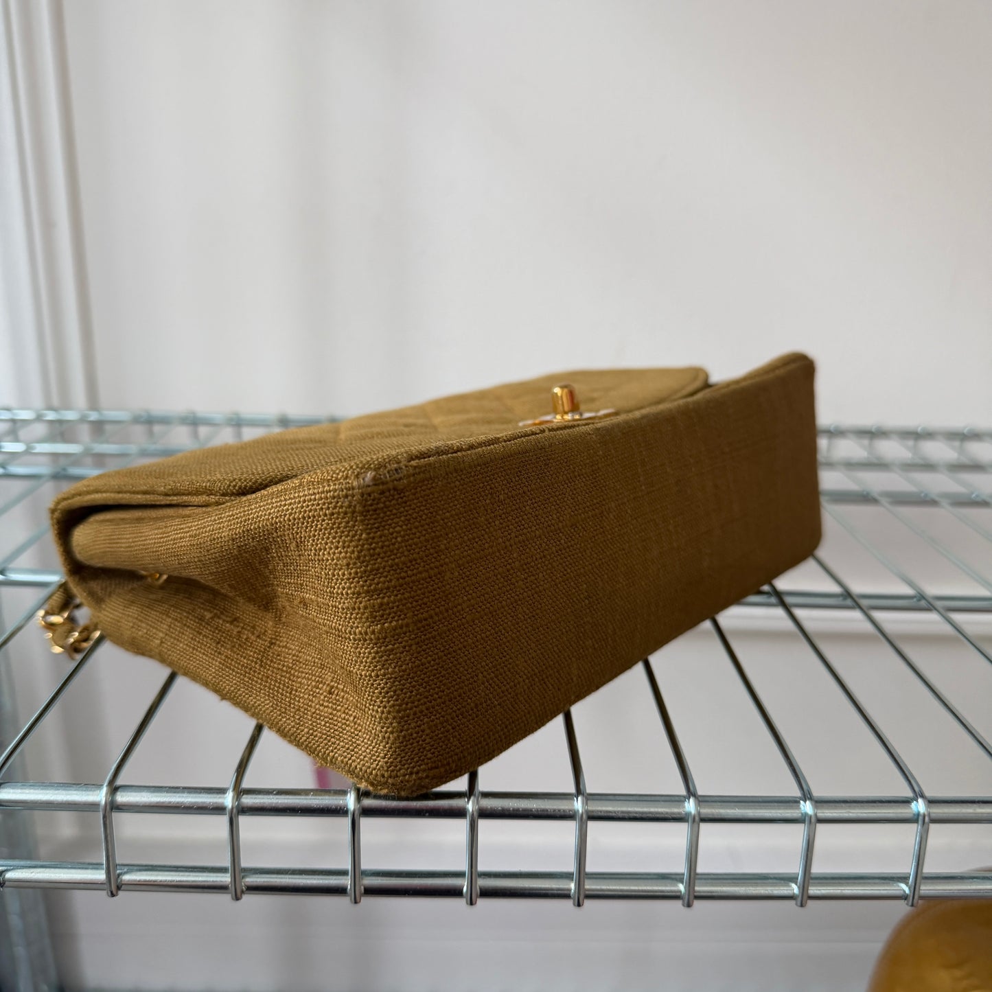 Pre-Owned Khaki Fabric Diana Single Flap Crossbody Bag