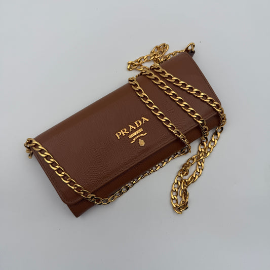 Pre-Owned Tan Epileather Wallet on Chain