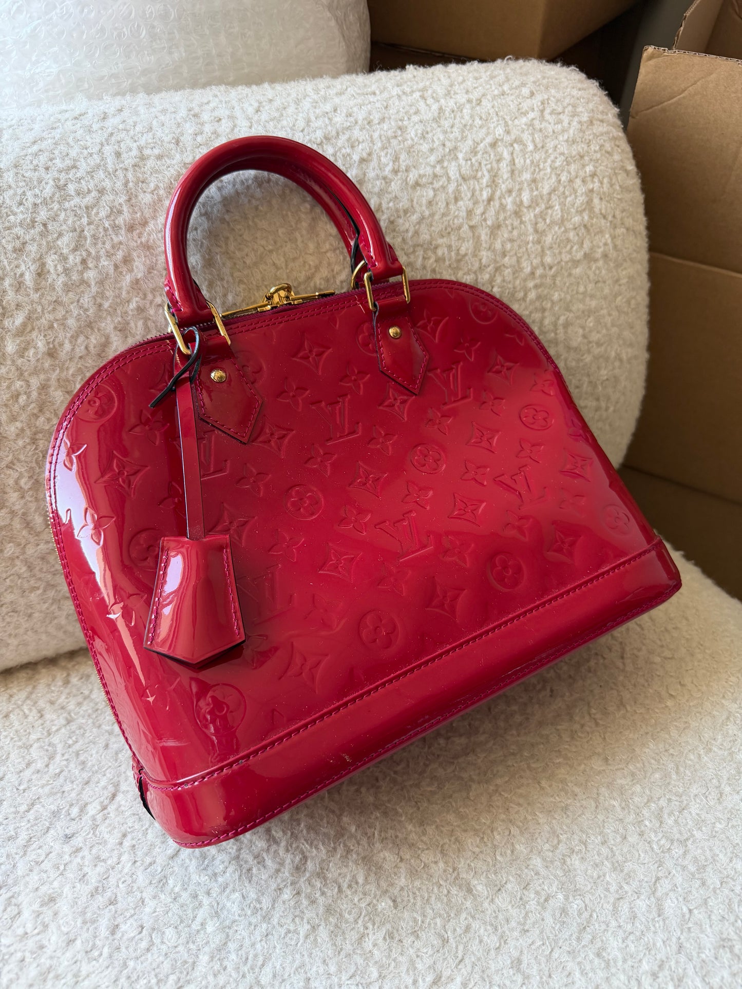 Pre-Owned Red LV Monogram Vernis Leather Alma PM