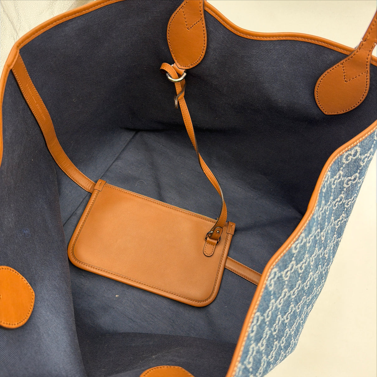 Pre-Owned Denim Shopper Tote