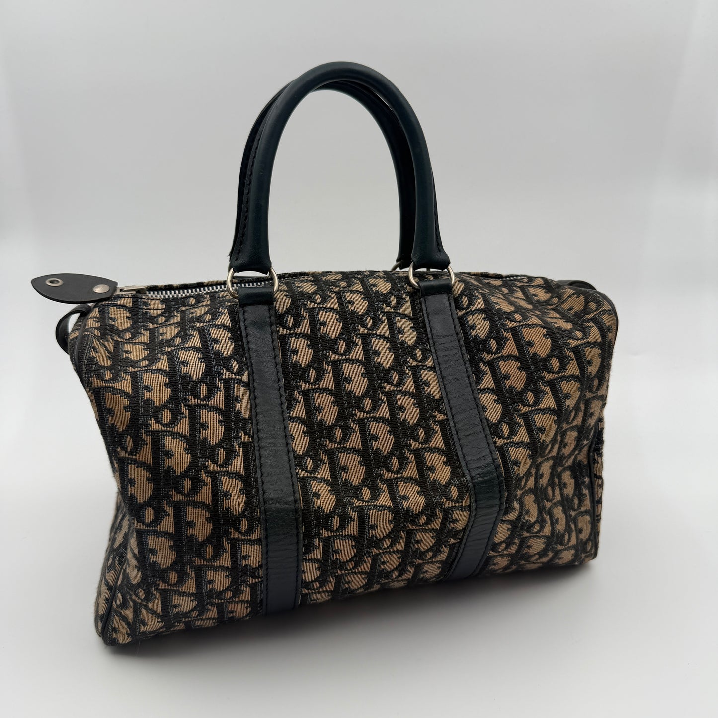Pre-Owned Navy Trotter Canvas Boston Bag