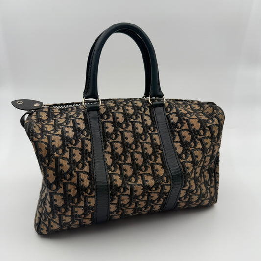 Pre-Owned Navy Trotter Canvas Boston Bag
