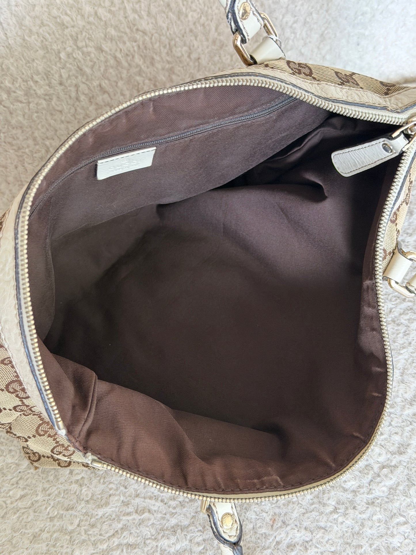 Pre-Owned Beige GG Canvas/Leather Shopper Tote