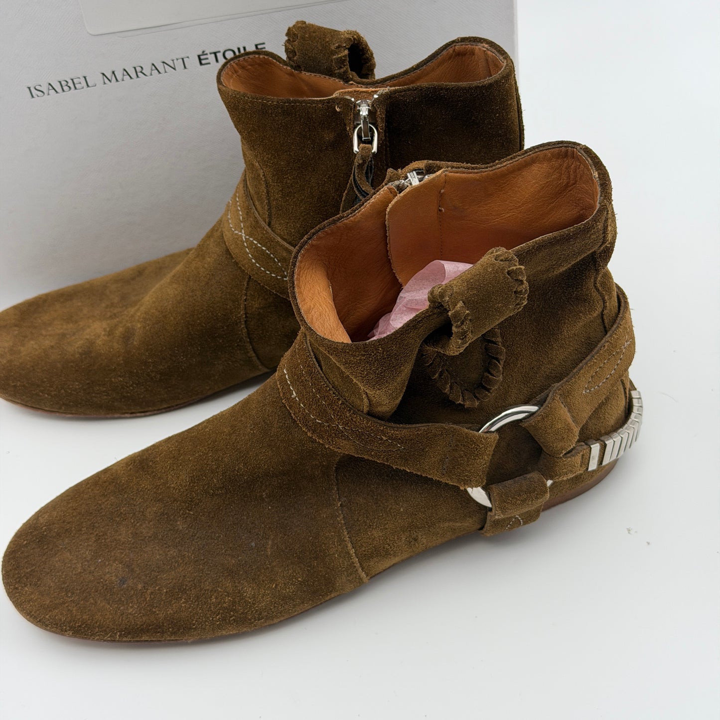 Brown Suede Boots - Size 38