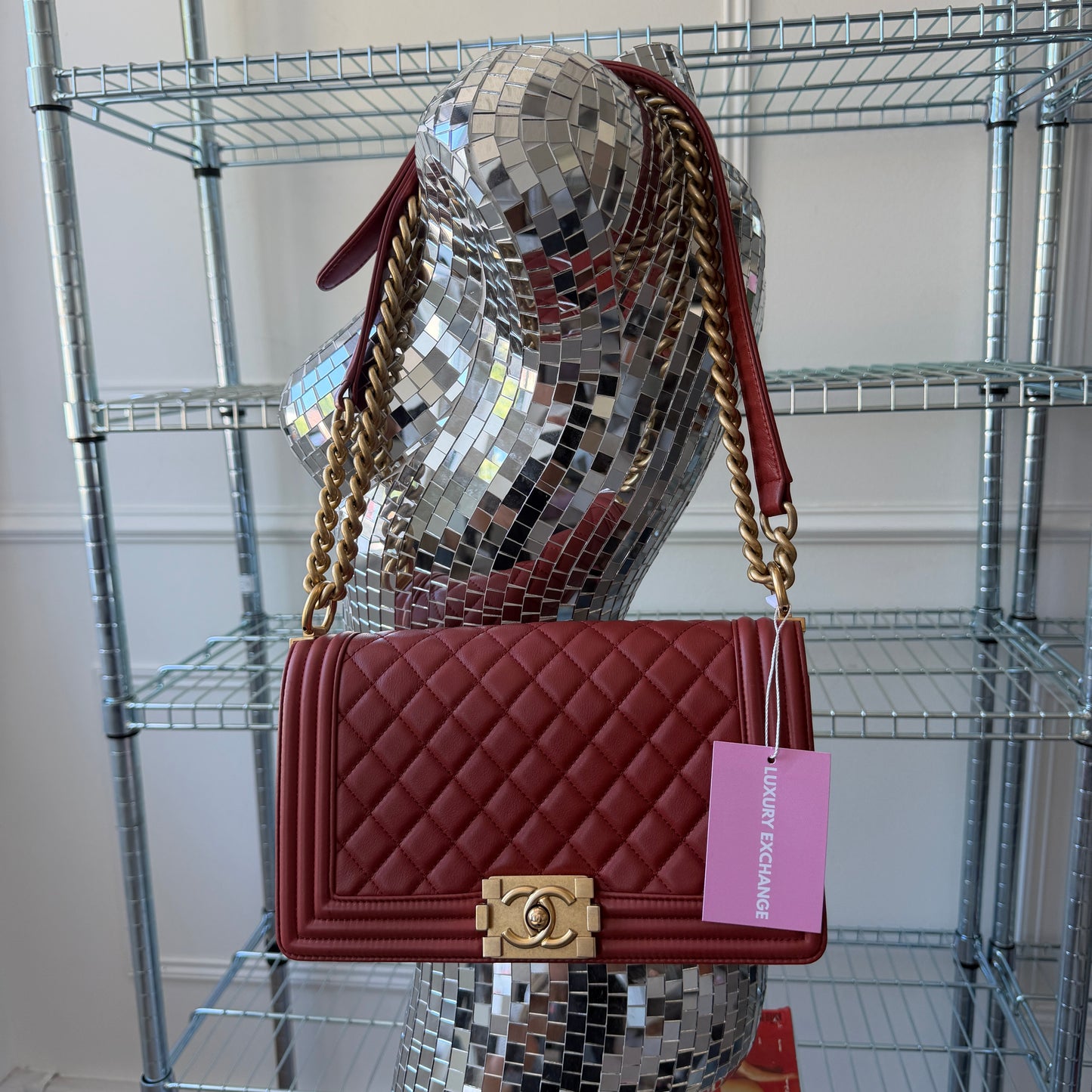 Pre-Owned Burnt Orange 'Boy' Lambskin Single Flap Crossbody Bag