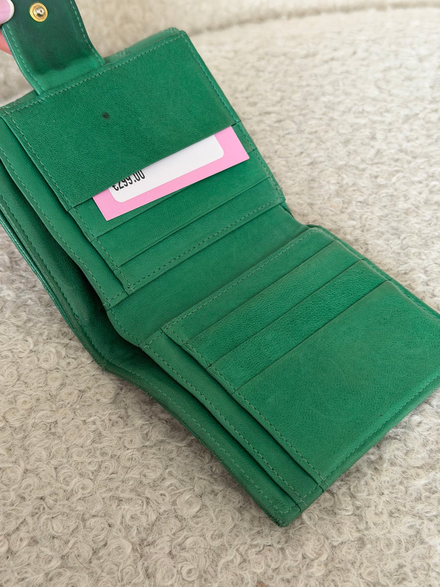 Pre-Owned Green Matelassé Lambskin Wallet